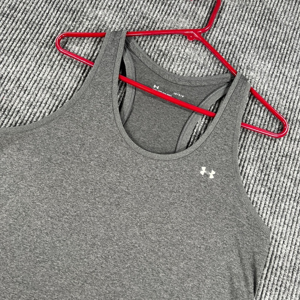 Under Armour Tank Top Womens Large Gray Racerback HeatGear Athletic Gym Workout